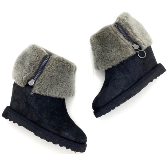 ASH Yorkie Genuine lamb Fur Wedge Sheepskin Bootie in Black - Picture 7 of 11